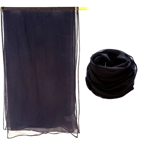 Accessories - Elegant Black Silk Scarf